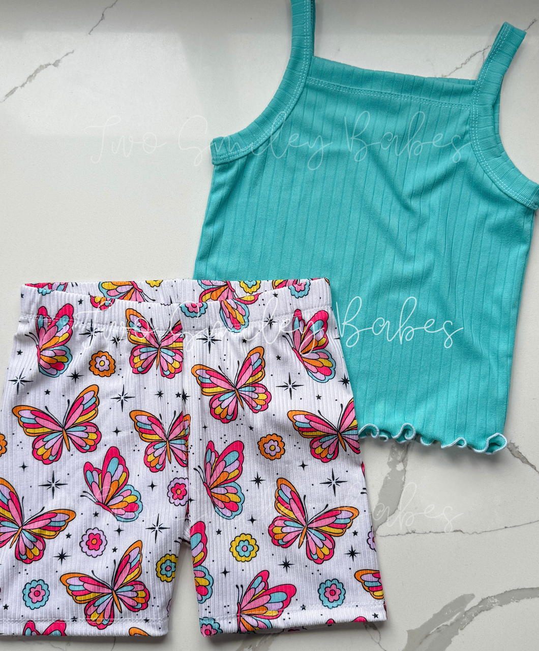 6/7Y lettuce hem cami tank + bikers