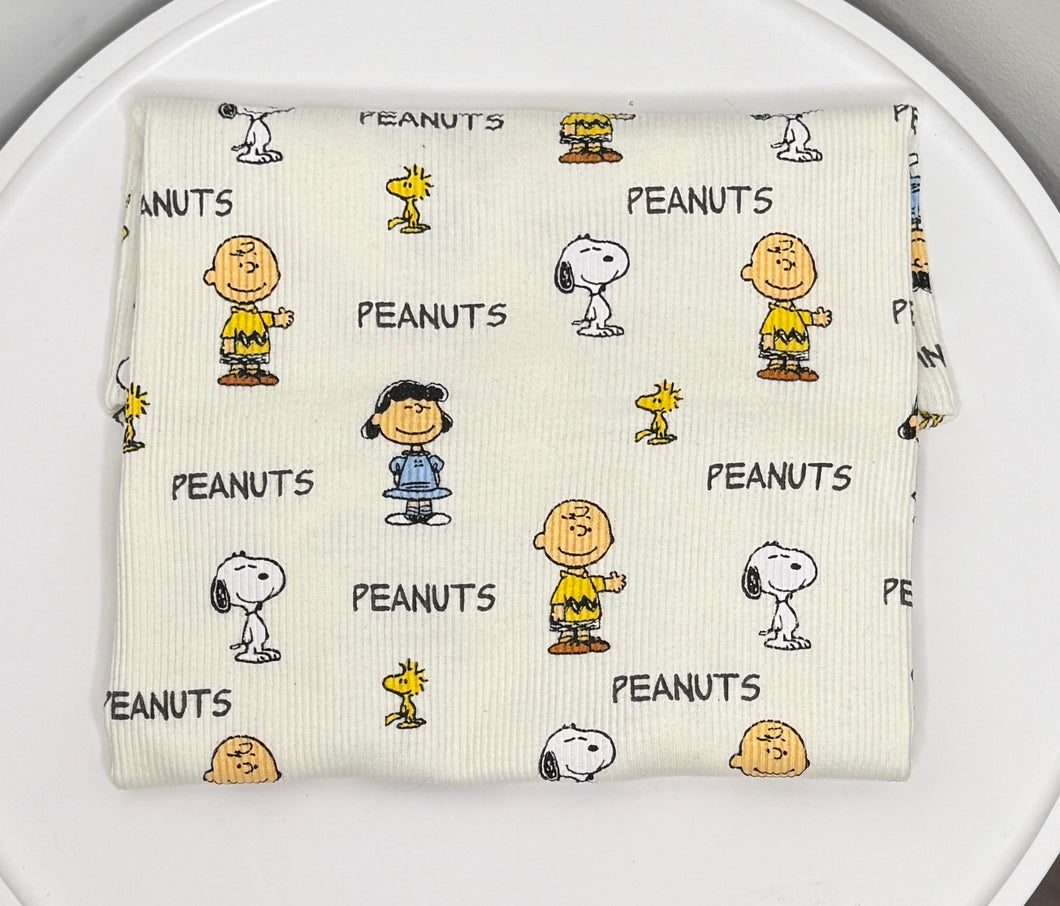 8/9Y peanuts upcycle ruffle tank + wide leg flares