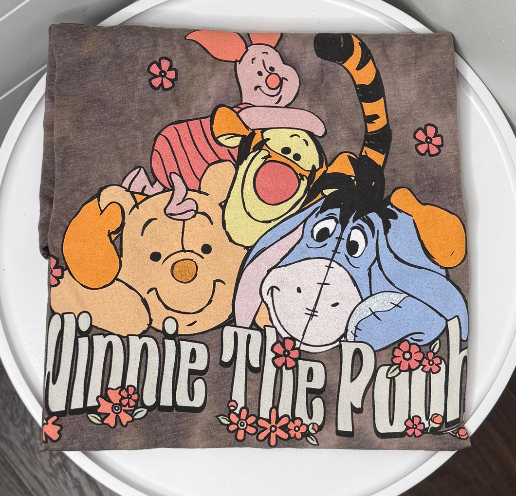 0/3m Pooh upcycle ls ruffle sweater romper