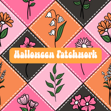 Load image into Gallery viewer, 3T coquette pumpkin oversized hoodie + 4T Halloween patchwork magnolia tiered dress
